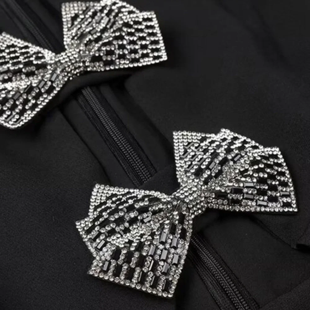 BLACK BOW DETAIL MINI DRESS - Picture 7 of 11